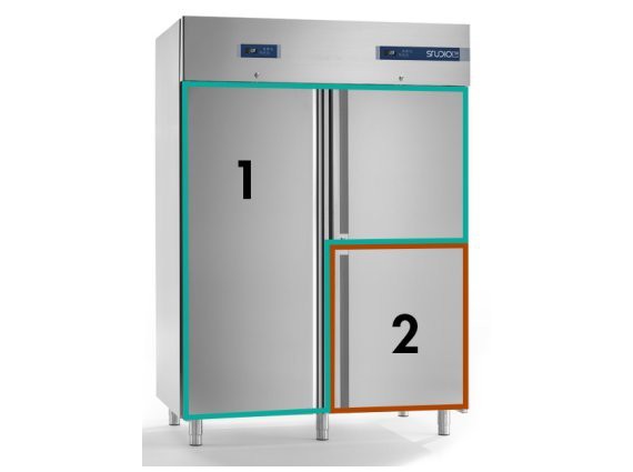 Armadio refrigerato  Oasis Top Line SP75 1400L Combi - 2/+8  -18/-22°. Una porta, due mezze porte.